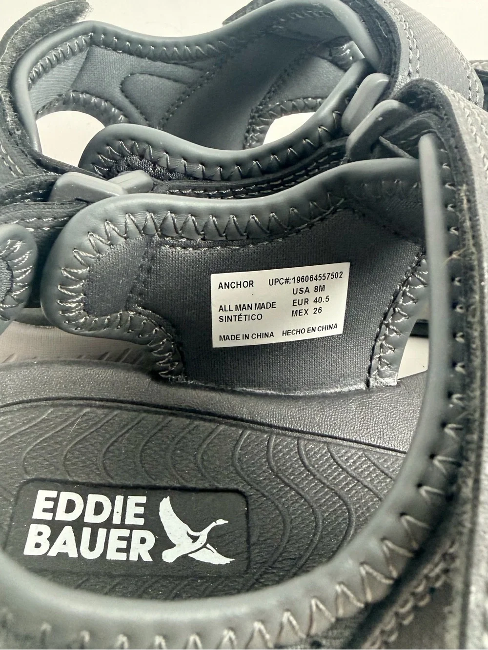 Eddie Bauer Dark Gray Kids Adjustable Strap Sandals